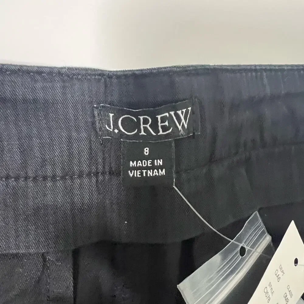 NWT J Crew Heritage 7” Shorts Cotton Chino Woman Size 8 Black Stretch Preppy